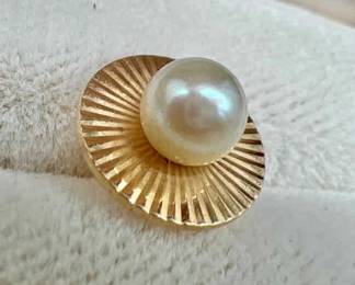 14K Gold Pearl Tie Tack