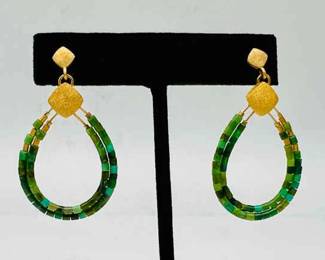 Bernd Wolf Clini Green Turquoise Gold Vermeil Earrings