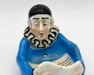 SITZENDORF Art Deco Pierrot Clown Chamber porcelain Germany Signed