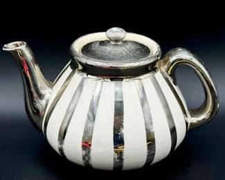 Antique Pearlware Silver Luster Teapot – England, c. 1820s