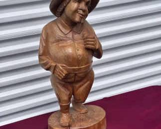 Hand-Carved Wooden Statue – Possibly Sancho Panza | 27” Tall