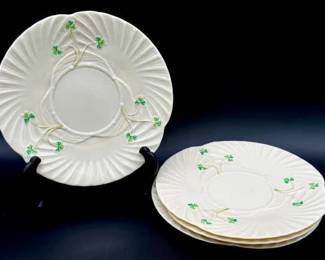 (4) Belleek Shamrock Salad Plates