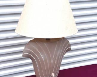 Vintage Art Deco-Style Ceramic Lamp with Stylized Peacock & Shade