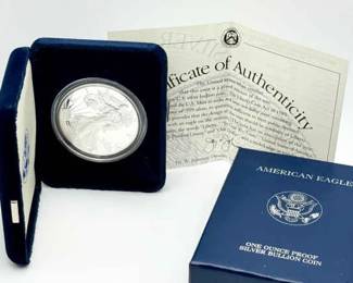 2001 American Eagle One Ounce Proof Silver Bullion Coin With Certificate Of Authentication