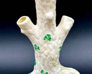 Belleek Shamrock Tree Trunk Vase
