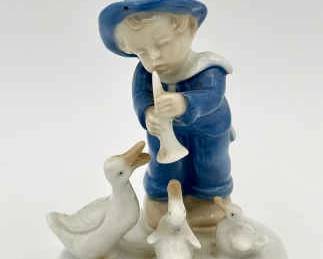 Vintage Boy With Ducks Figurine