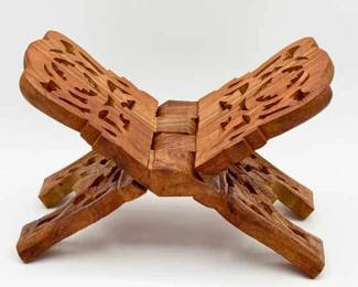 Hand Carved Indian Wooden Folding Book Stand