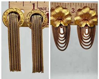 (2) Pair of Vintage French Pierre Lorion Sylvia Karels Tassel Earrings