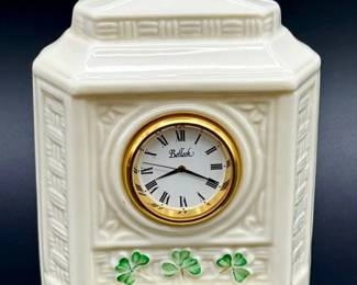 Belleek Shamrock Mantel Clock