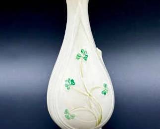 Belleek Shamrock Ewer-Style Vase with Broken Handle