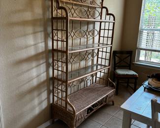 Rattan side board with glass shelves