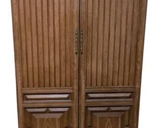 Metal Storage Cabinet with Wood Look Doors