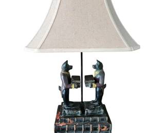 Dog Figures on Books Lamp with Shade
