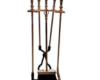 Vintage Brass Plated Fireplace Tool Set
