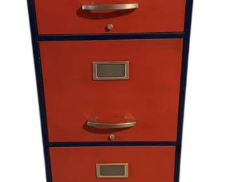 Vintage Tower 4 Drawer Metal File Cabinet