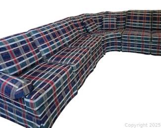 Nice Large Jetton Red Green and Blue Plaid Sectional Sofa