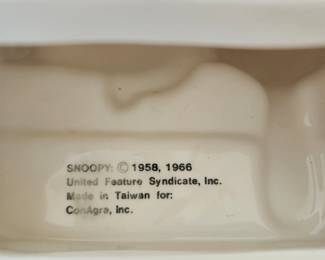 This is printed inside the lid of the Vintage Snoopy Dog House cookie jar