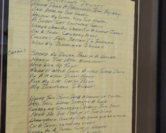 Handwritten lyrics of" Dixieland Delight " autographed by Ronnie Rodgers composer , recorded by the group Alabama