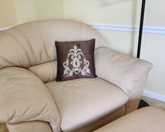 Leather oversized chair and ottoman