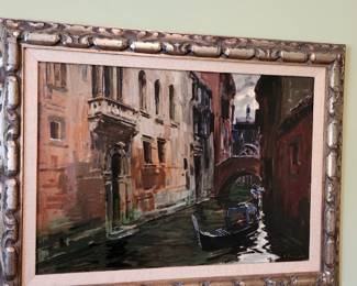 Vintage oil Canal scene framed in Los Angeles