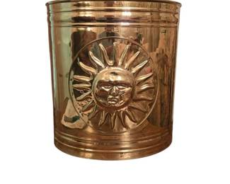 Brass Celestial Sun Planter Trashcan Made in England