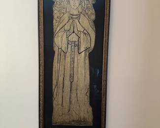 Framed Brass Rubbing of Lady Margaret Bellingham