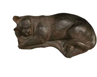 Vintage Bronze Look Concrete Cat Sculpture