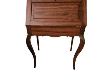 Drop Front Burl Wood Secretary Desk