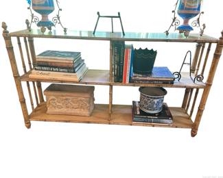 Vintage Bamboo Style Wood 2 Shelf Bookshelf