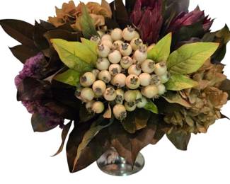 Beautiful Floral Arrangement in Silver Plated Lacquered Brass Vase