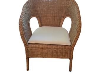 Nice Rattan and Wicker Armchair with Cushion