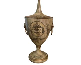 Regency Era Tole Painted Chestnut Urn with a Lid