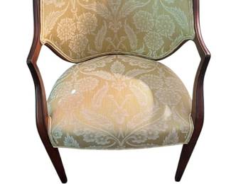 Vintage Mahogany Wood Upholstered Arm Chair