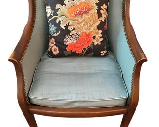 Hickory Chair Co Arm Chair with Coated Fabric Upholstery