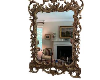 Beautiful Rococo Style Gilded Ornate Wood Mirror
