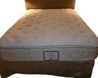 Mounted Fabric Headboard with Nailhead Trim Includes Mattress and Boxsprings