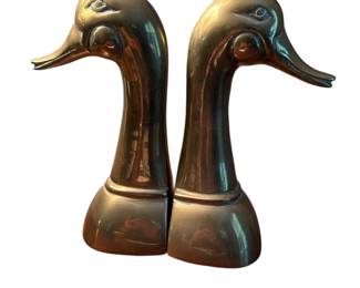 MCM Brass Mallard Head Bookends