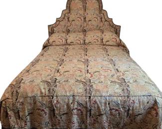 Custom Queen Size Floral Bed Set Headboard Mattress Box Springs Bed Frame Bed Spread Dust Ruffle