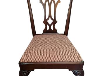 Chippendale Style Dining Side Chair with Upholstered Seat