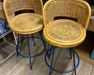 Rattan Swivel Bar Stools 