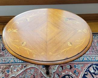 Antique Flower Inlay Wooden Table.