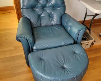 luxurious Bradington Young Leather Chair and Ottoman.