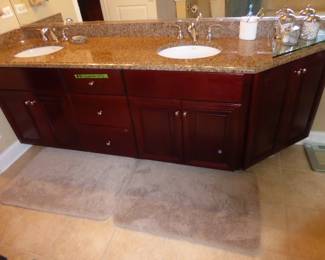96″ Maple Vanity with Granite Counter, $495,00,
Includes 2 Undermount Sinks & 2 Faucets. Shut off valves stay with the pipes....