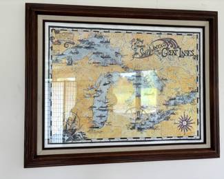 Framed Great Lakes Map