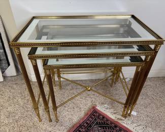 3 Glass/Brass Stacking Tables