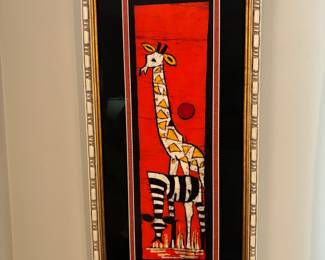 Framed Batik Giraffe/Zebra