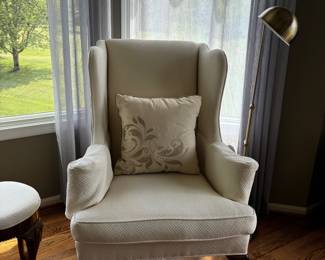 Arm Chair w/Brass Reading Lamp
