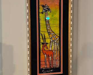 Framed Batik Giraffe/Antelope