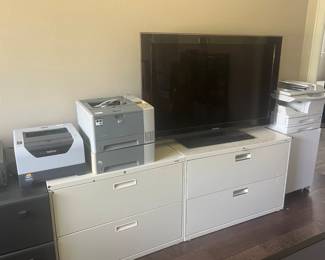 Printers, file cabinets, TV's