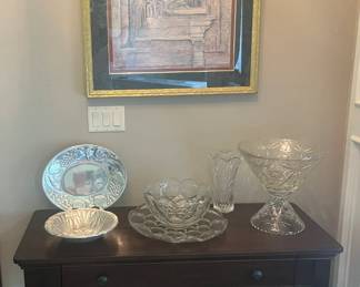 Wilton pewter trays and crystal